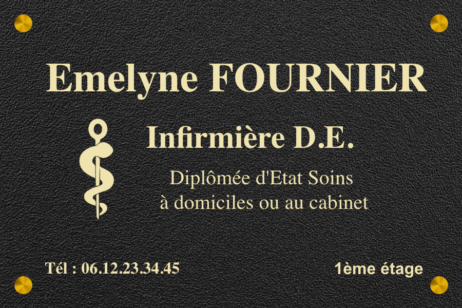 Plaque infirmier libéral peinture noire