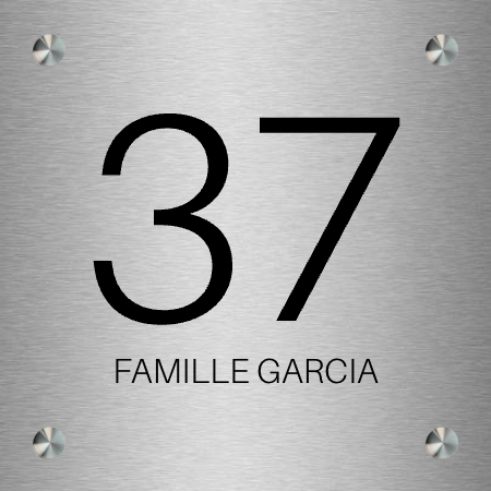 Plaque numéro de porte - en Inox - taille 150x150 mm - Inox • 150x150 mm • Entretoises