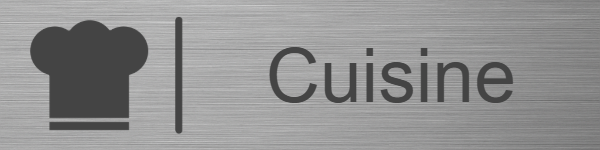 Plaque de porte "Cuisine" - en Aluminium gris - taille 200x50 mm - Aluminium gris • 200x50 mm • Sans fixation