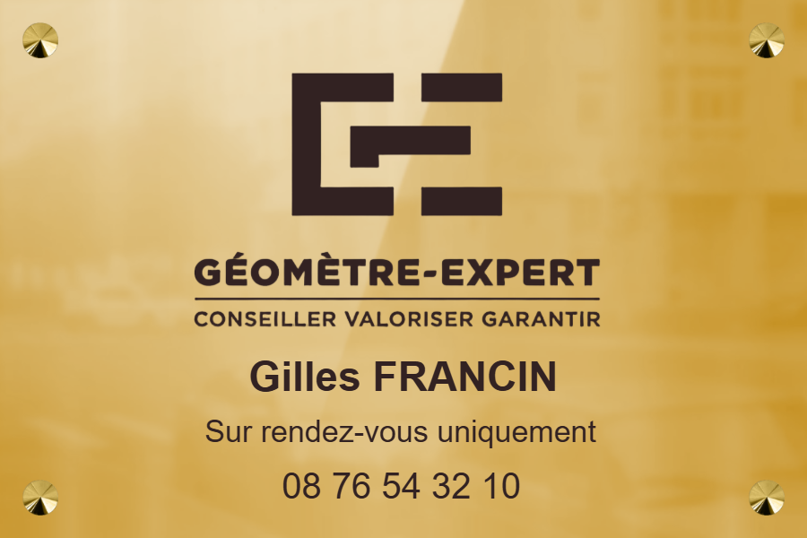 Plaque géomètre laiton - en Laiton poli miroir - taille 300x200 mm - Laiton poli miroir • 300x200 mm • Vis avec cache-vis