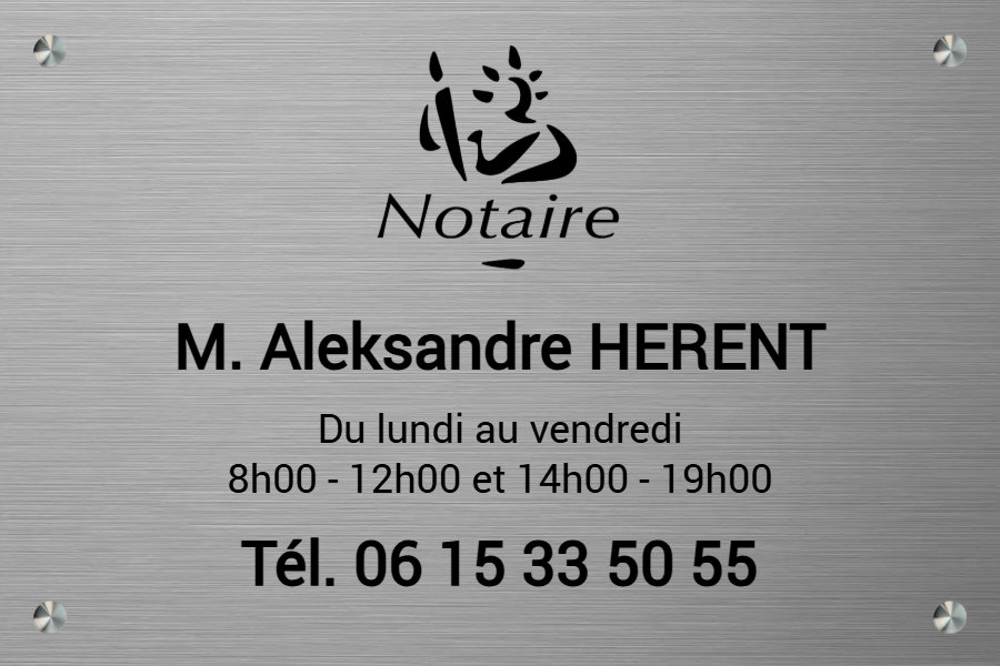 Plaque professionnelle notaire plastique effet inox brossé - en Plastiqueeffetinoxbrosse - taille 300x200 mm - Plaque professionnelle notaire plastique effet inox brossé