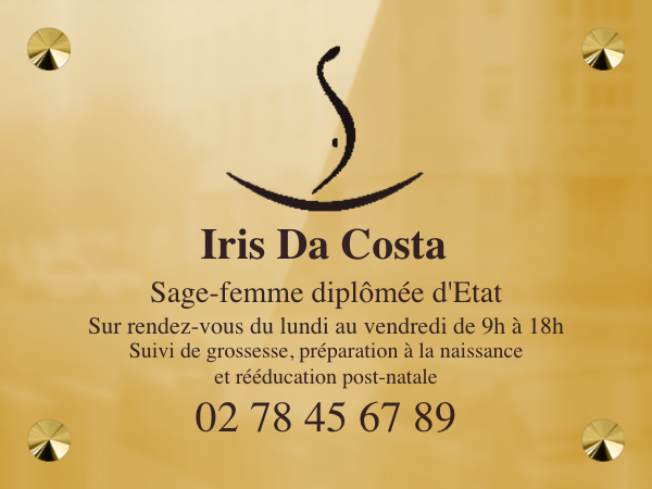 Plaque Sage-femme - en Laiton poli miroir - taille 200x150 mm - Laiton poli miroir • 200x150 mm • Vis avec cache-vis