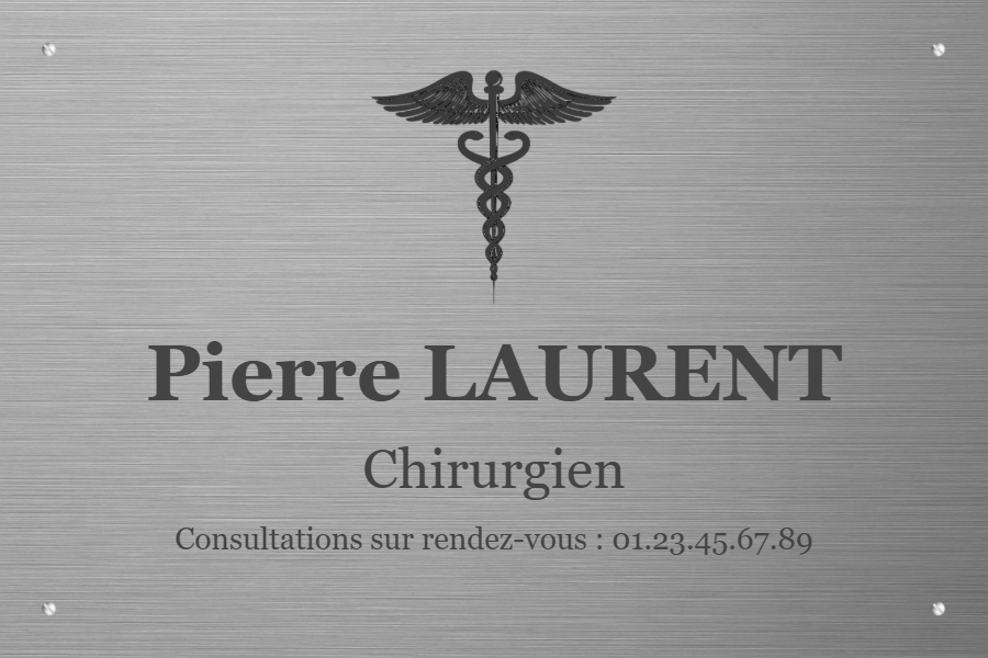 Plaque Chirurgien - en Aluminium gris - taille 300x200 mm - Aluminium gris • 300x200 mm • Vis apparentes