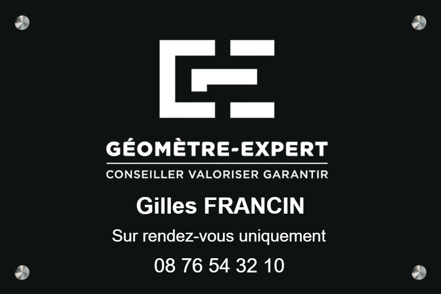 Plaque géomètre alu noir - Plaque personnalisée - en aluminium noir