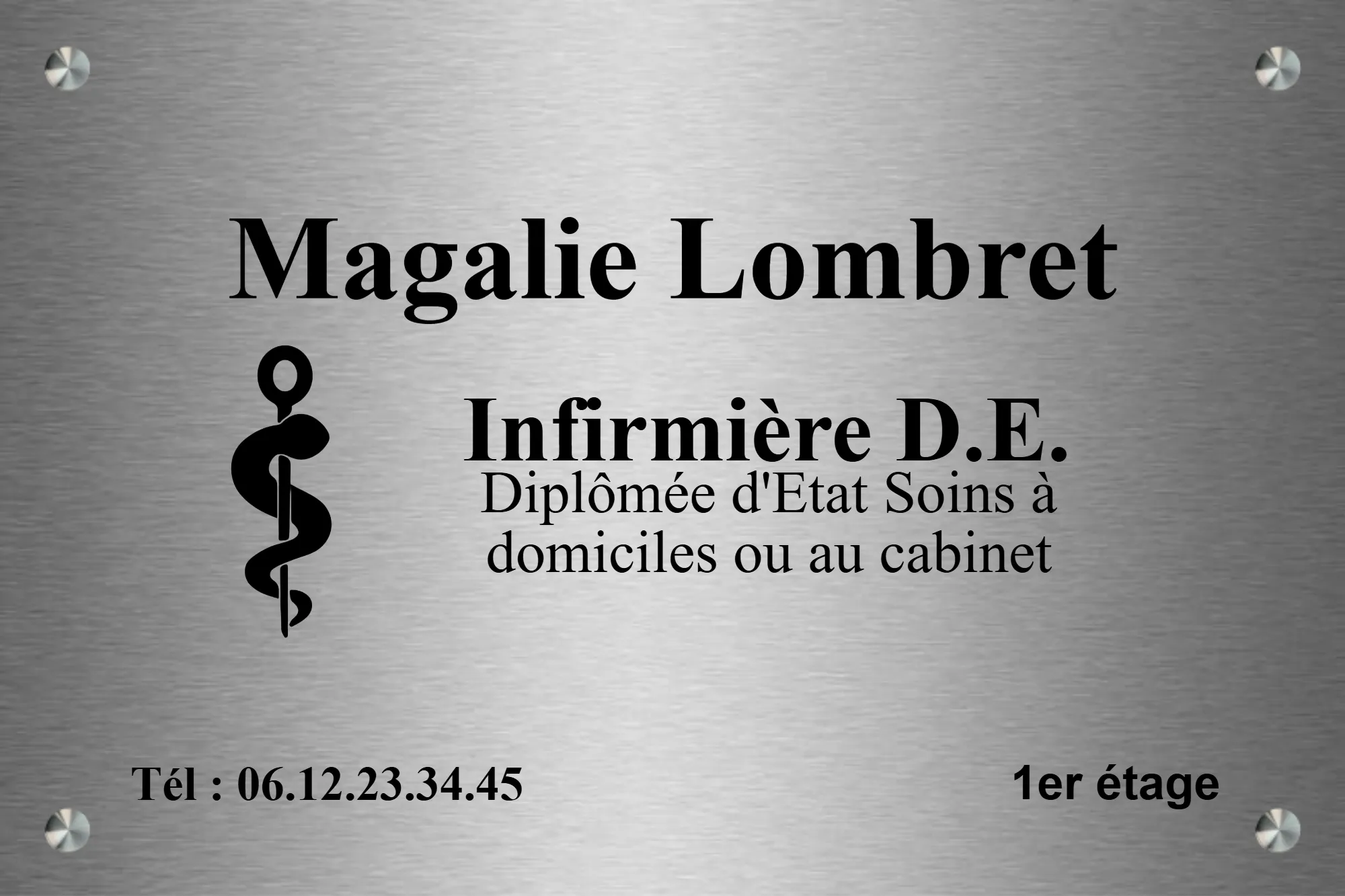 Plaque infirmier libéral - en Inox - taille 300x200 mm - Inox • 300x200 mm • Entretoises