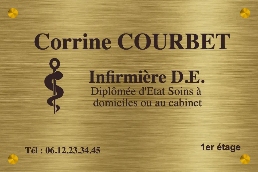 Plaque infirmier libéral - Plaque personnalisée - en laiton brossé