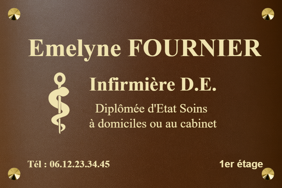 Plaque infirmier libéral - Plaque personnalisée - en RAL Effet Rouille
