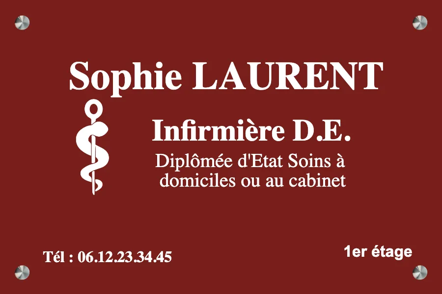 Plaque infirmier libéral - Plaque personnalisée - en aluminium rouge