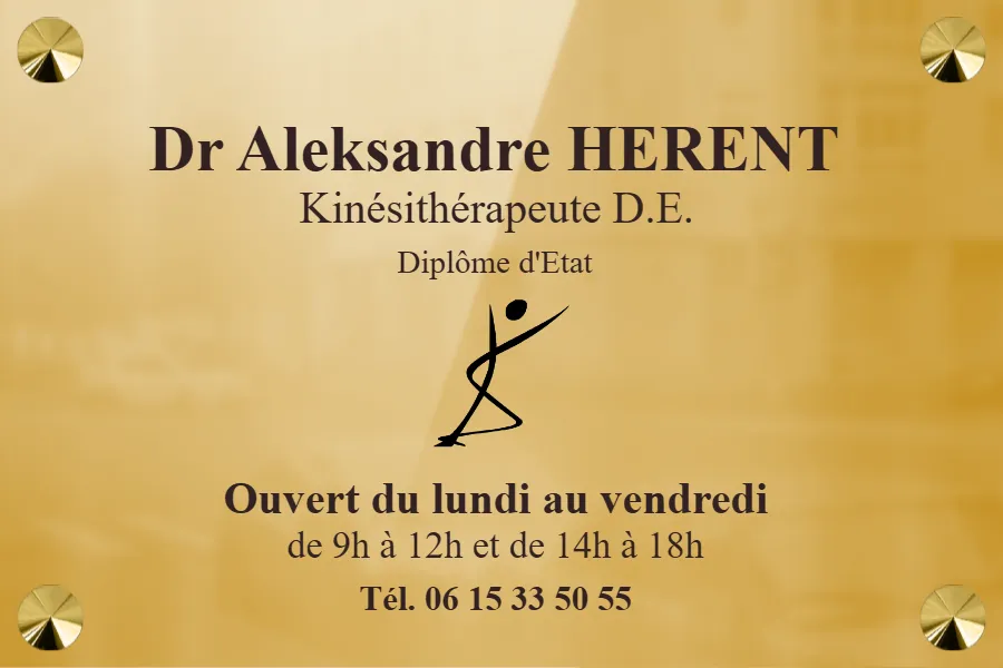 Plaque professionnelle Kinésithérapeute - Plaque personnalisée - en laiton poli miroir