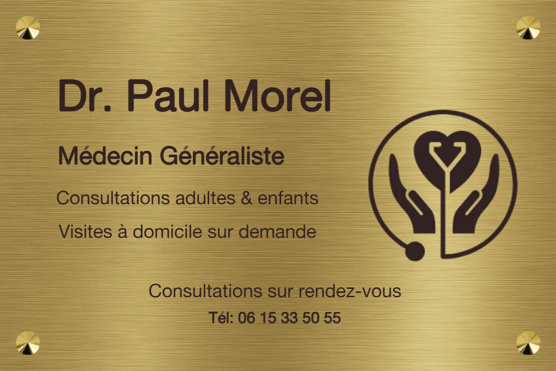 Plaque Docteur - Plaque personnalisée - en laiton brossé