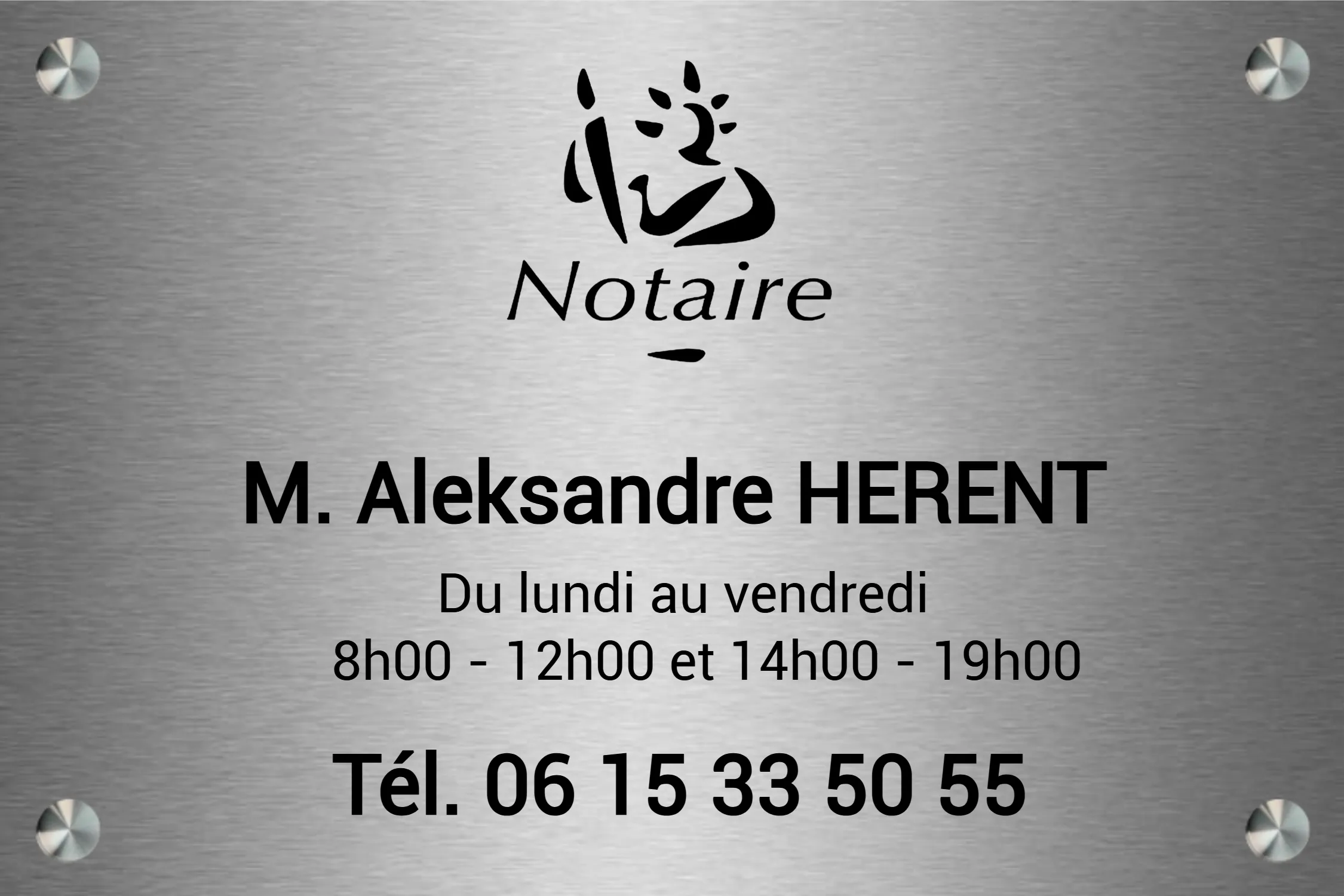 Plaque Notaire - Plaque personnalisée - en inox