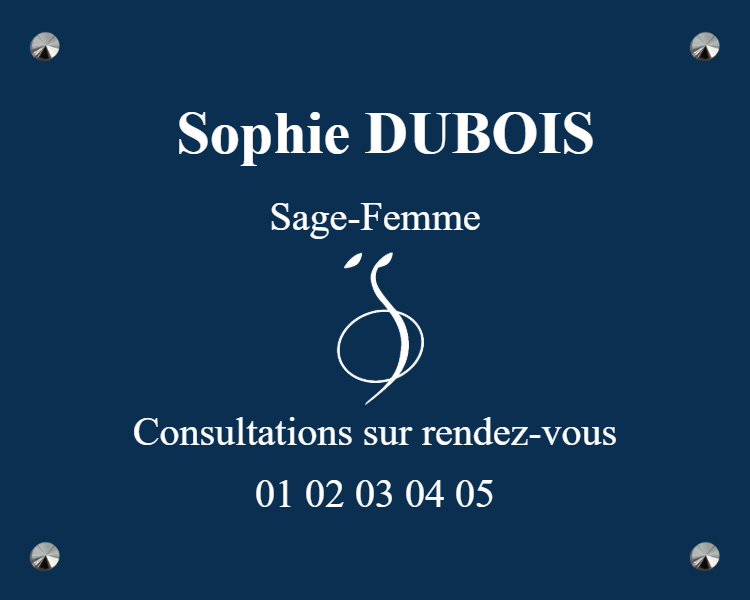 Plaque Sage-femme - Plaque personnalisée - en aluminium bleu