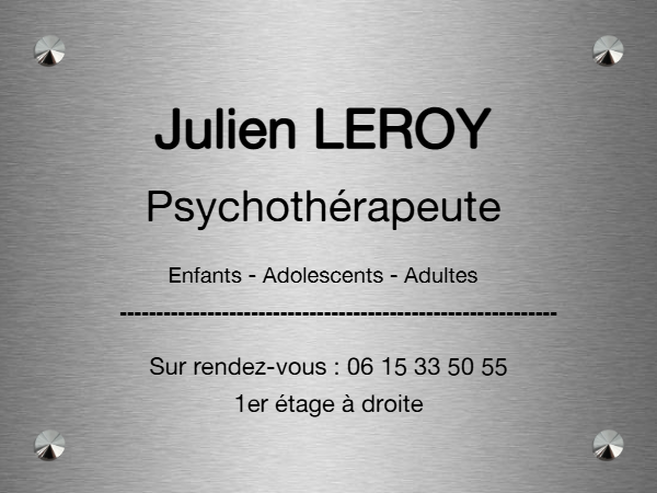 psychothérapeute - en Inox - taille 200x150 mm - Inox • 200x150 mm • Vis avec cache-vis