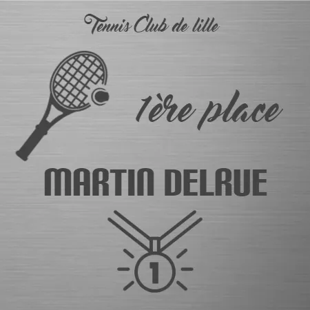 Plaque 1ere place tennis - en Aluminium gris - taille 150x150 mm - Aluminium gris • 150x150 mm • Sans fixation